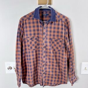 DeFacto Blue and Brown Checkered Casual Button Up Shirt